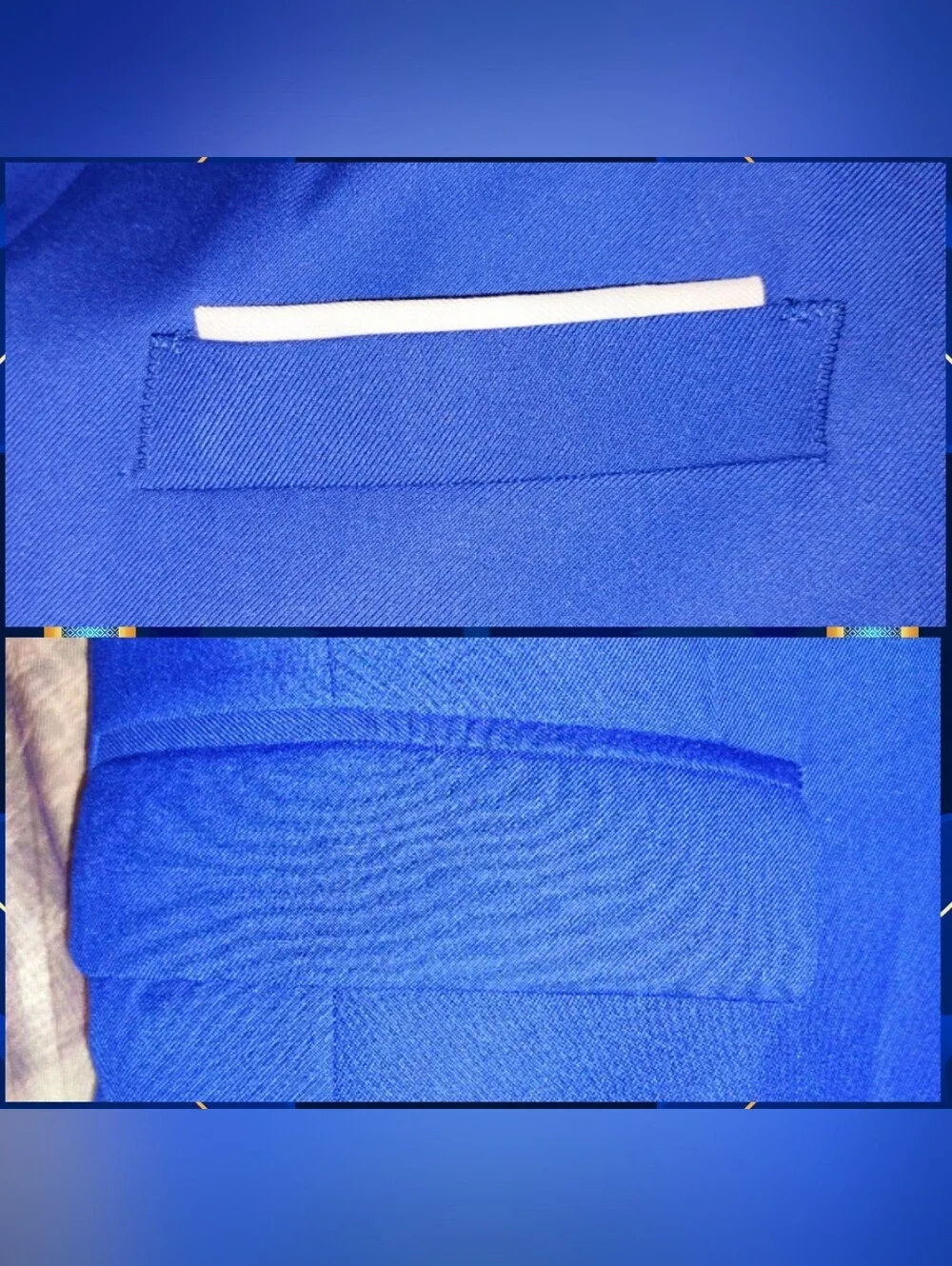 Unbranded 2Pc Set Royal Blue Classic Tailored Fit Soft Woven Blazer & Vest Sz S